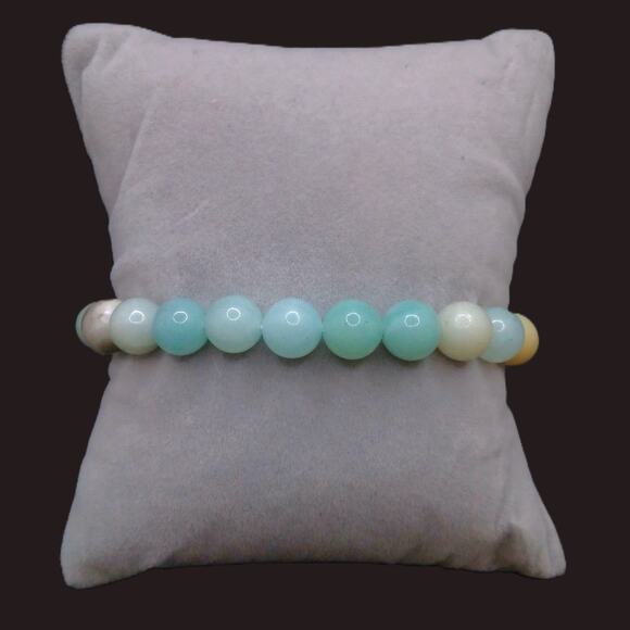 Amazonite Beaded Bracelet 8mm Gemstones Handmade Unisex Stretch Stackable NEW - Picture 4 of 10